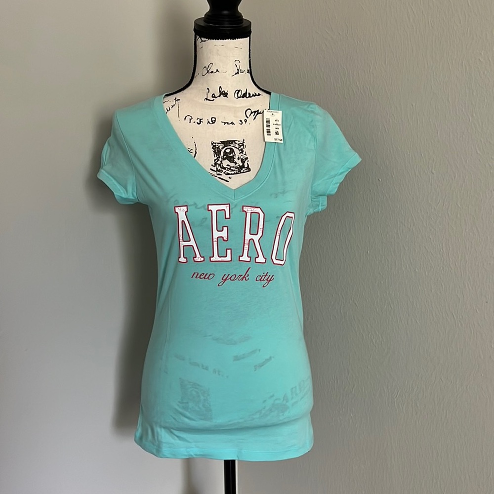 Aqua Blue Vneck Aeropostale T-shirt. New with tags.